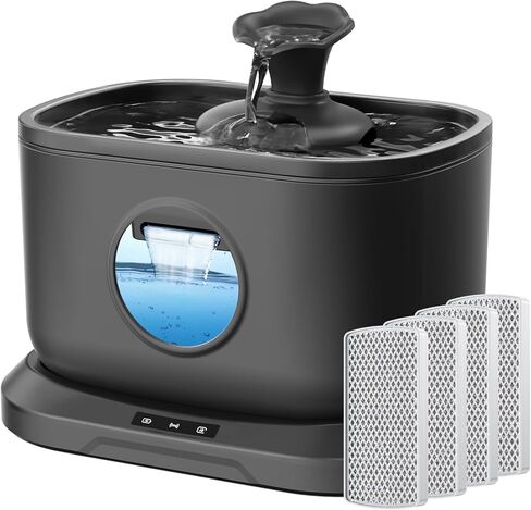 نافورة مياه للقطط من بيتليبو، موزع مياه للكلاب، نافورة مياه للحيوانات الأليفة سعة 3 لتر/100 أونصة، نافورة للقطط مع ضوء تنبيه لنقص المياه، نافورة صنبور معدنية للحيوانات الأليفة المتعددة، خالية من مادة BPA، سهلة التنظيف (أبيض) in Kuwait