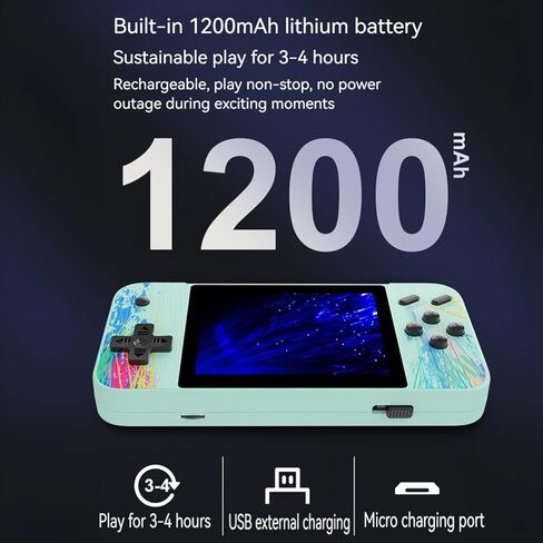 Retro Handheld Game Console, 3.5-inch HD Screen, 800 Classic Games, Single Player or 2-Person Game Mode, Retro Gaming Console，Grey/Pink (Grey) in Saudi Arabia