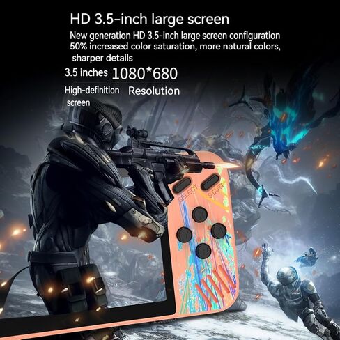 Retro Handheld Game Console, 3.5-inch HD Screen, 800 Classic Games, Single Player or 2-Person Game Mode, Retro Gaming Console，Grey/Pink (Grey) in Saudi Arabia