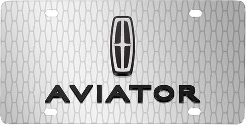 iPick Image for Lincoln Aviator 3D Logo on Front Grill Pattern Brushed Aluminum License Plate - Official Licensed in Saudi Arabia
