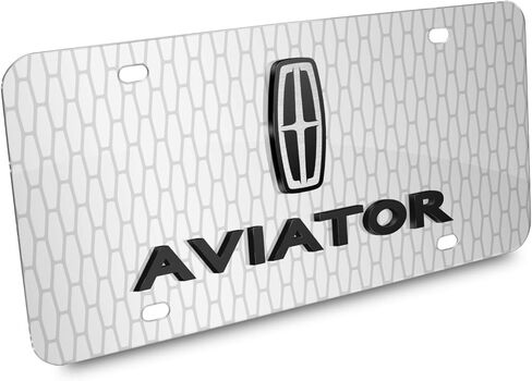 iPick Image for Lincoln Aviator 3D Logo on Front Grill Pattern Brushed Aluminum License Plate - Official Licensed in Saudi Arabia