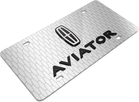 iPick Image for Lincoln Aviator 3D Logo on Front Grill Pattern Brushed Aluminum License Plate - Official Licensed in Saudi Arabia