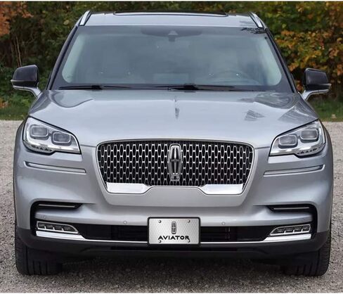 iPick Image for Lincoln Aviator 3D Logo on Front Grill Pattern Brushed Aluminum License Plate - Official Licensed in Saudi Arabia