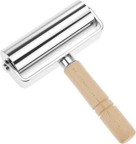 QWORK Seam Roller for Leather, Large Size Leather Edge Creaser & Smoother with Wood Handle Iron Roll, Leather Press Edge Roller, Leather Glue Laminating Roller in Saudi Arabia