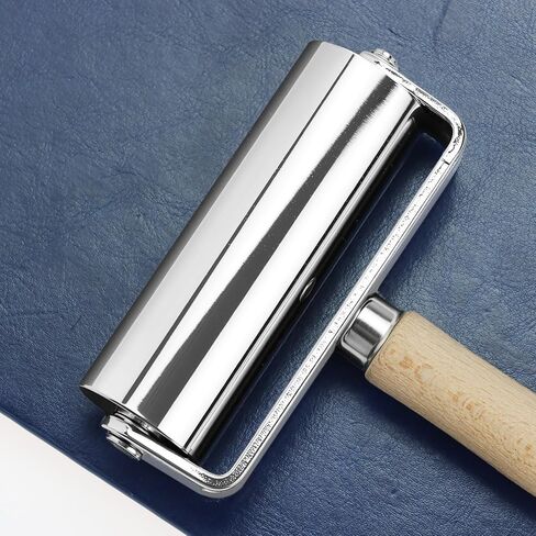 QWORK Seam Roller for Leather, Large Size Leather Edge Creaser & Smoother with Wood Handle Iron Roll, Leather Press Edge Roller, Leather Glue Laminating Roller in Saudi Arabia