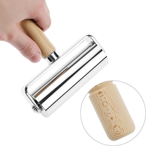 QWORK Seam Roller for Leather, Large Size Leather Edge Creaser & Smoother with Wood Handle Iron Roll, Leather Press Edge Roller, Leather Glue Laminating Roller in Saudi Arabia