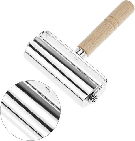 QWORK Seam Roller for Leather, Large Size Leather Edge Creaser & Smoother with Wood Handle Iron Roll, Leather Press Edge Roller, Leather Glue Laminating Roller in Saudi Arabia