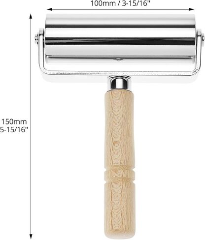 QWORK Seam Roller for Leather, Large Size Leather Edge Creaser & Smoother with Wood Handle Iron Roll, Leather Press Edge Roller, Leather Glue Laminating Roller in Saudi Arabia