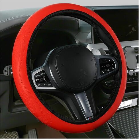 Car Steering Wheel Cover, 15 Inch Leather Soft Elastic Stretch Anti Slip Auto Steering Wheel Wrap Guard, Breathable Vehicle Interior Accessories, Universal for SUV RV Truck (Black) in Saudi Arabia