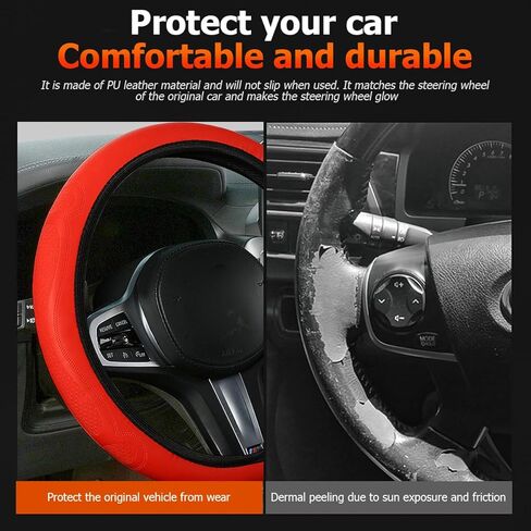 Car Steering Wheel Cover, 15 Inch Leather Soft Elastic Stretch Anti Slip Auto Steering Wheel Wrap Guard, Breathable Vehicle Interior Accessories, Universal for SUV RV Truck (Black) in Saudi Arabia