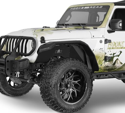 Hooke Road Aluminum JT Front and Rear Inner Fender Liners Kit Compatible with 2020-2025 Jeep Gladiator JT (Excluding Rubicon 3.6L Engine), Wheel Well Splash Mud Guards Black 4PCS in Saudi Arabia