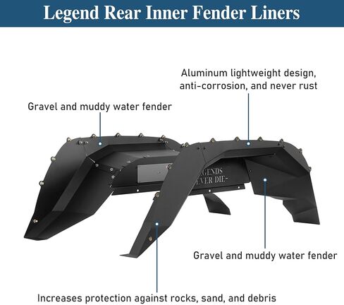 Hooke Road Aluminum JT Front and Rear Inner Fender Liners Kit Compatible with 2020-2025 Jeep Gladiator JT (Excluding Rubicon 3.6L Engine), Wheel Well Splash Mud Guards Black 4PCS in Saudi Arabia