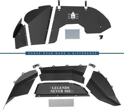 Hooke Road Aluminum JT Front and Rear Inner Fender Liners Kit Compatible with 2020-2025 Jeep Gladiator JT (Excluding Rubicon 3.6L Engine), Wheel Well Splash Mud Guards Black 4PCS in Saudi Arabia