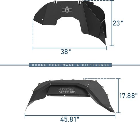 Hooke Road Aluminum JT Front and Rear Inner Fender Liners Kit Compatible with 2020-2025 Jeep Gladiator JT (Excluding Rubicon 3.6L Engine), Wheel Well Splash Mud Guards Black 4PCS in Saudi Arabia