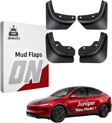 2025 Tesla Model Y Juniper Mud Flaps Splash Guards, No Drilling Required, Custom Fit Front & Rear Fender Tesla Model Y Accessories, Easy Snap-on Installation Paint Protection (Set of 4) in Saudi Arabia