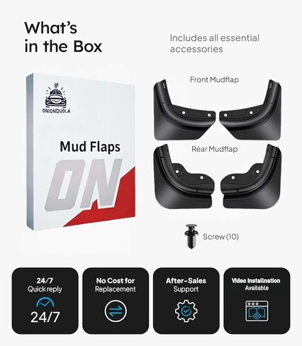 2025 Tesla Model Y Juniper Mud Flaps Splash Guards, No Drilling Required, Custom Fit Front & Rear Fender Tesla Model Y Accessories, Easy Snap-on Installation Paint Protection (Set of 4) in Saudi Arabia