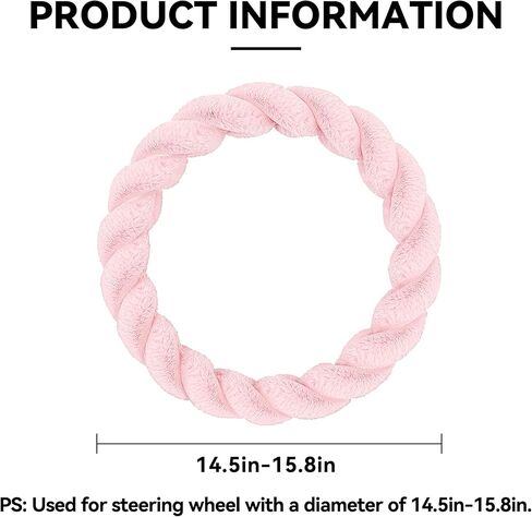 Luxury Fluffy Winter Car Steering Wheel Cover for Women Soft Warm Plush Cute Auto Accessories for Vehicle, Sedan,Universal,Fuzzy,Black,Anti Slip (Pink) in Kuwait