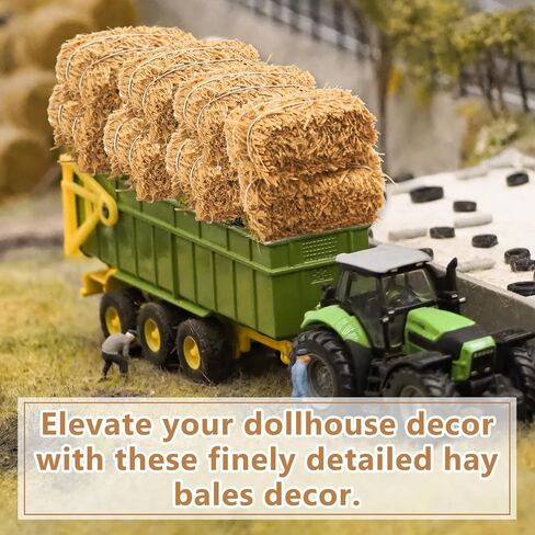 8 Pcs Mini Hay Bales Small Decorative Straw Bale for Thanksgiving Fall Harvest Christmas Nativity Scene Craft Dollhouse Farm Halloween Party Table Decoration, 5.3 x 4.7 x 1.2 Inch in Saudi Arabia