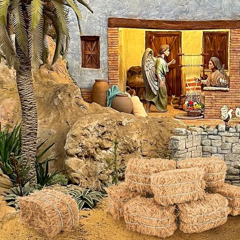 8 Pcs Mini Hay Bales Small Decorative Straw Bale for Thanksgiving Fall Harvest Christmas Nativity Scene Craft Dollhouse Farm Halloween Party Table Decoration, 5.3 x 4.7 x 1.2 Inch in Saudi Arabia