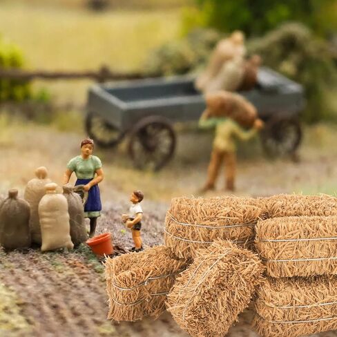 8 Pcs Mini Hay Bales Small Decorative Straw Bale for Thanksgiving Fall Harvest Christmas Nativity Scene Craft Dollhouse Farm Halloween Party Table Decoration, 5.3 x 4.7 x 1.2 Inch in Saudi Arabia