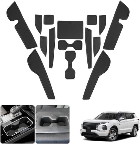 LUWU for 2025 Mitsubishi Outlander Accessories - for 2025 Mitsubishi Outlander Door Slot Mats Cup Holder Insert Coaster Center Console Liners Mats Black - 15 PCS/Sets(NOT for Outlander PHEV&Sport) in Saudi Arabia