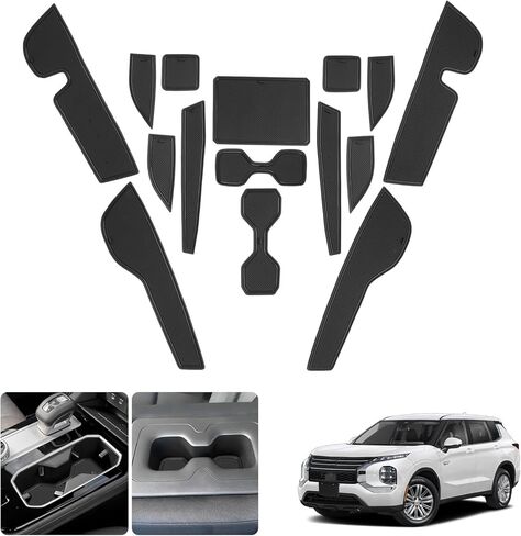 LUWU for 2025 Mitsubishi Outlander Accessories - for 2025 Mitsubishi Outlander Door Slot Mats Cup Holder Insert Coaster Center Console Liners Mats Black - 15 PCS/Sets(NOT for Outlander PHEV&Sport) in Saudi Arabia