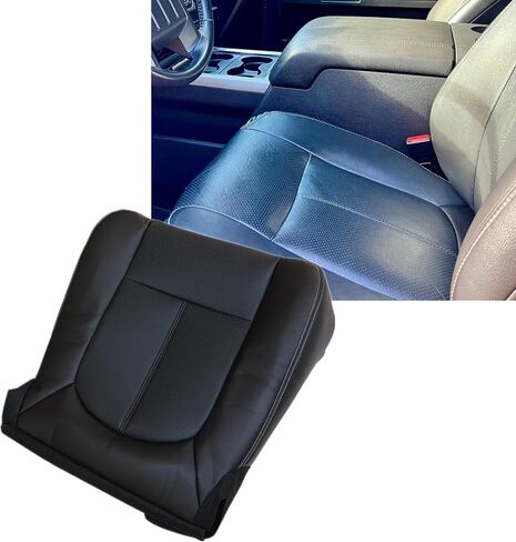FZJDSD Black Driver Side Bottom Perforated Microfiber Leather Replacement Seat Cover & Foam Cushion Compatible with Ford F250 F350 F450 F550 Lariat 2011 2012 2013 2014 2015 2016 in Saudi Arabia