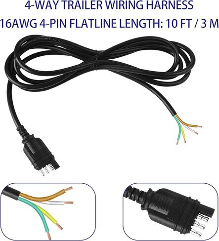 4 دبوس مقطورة الأسلاك تسخير 3FT، 18 AWG 4 طريقة شقة مقطورة الأسلاك تمديد موصل تسخير السيارة الجانب مقطورة الجانب 4 الشق مقطورة ضوء المكونات مقطورة وصلة وصلة الأسلاك تمديد in Kuwait