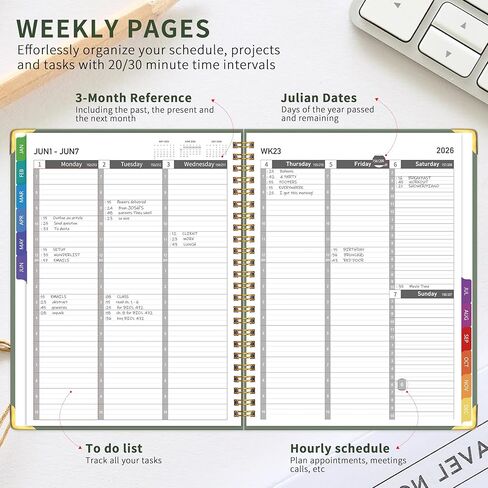 2026 Appointment Book/Planner - 2026 Daily Hourly Planner from Jan. 2026 - Dec. 2026, Weekly appointment Book 2026, 2026 Hourly planner with 20-Minute Interval, 9" x 11", Twin-Wire Binding, Colorful Tabs, Pocket - Green in Saudi Arabia