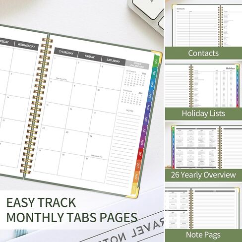 2026 Appointment Book/Planner - 2026 Daily Hourly Planner from Jan. 2026 - Dec. 2026, Weekly appointment Book 2026, 2026 Hourly planner with 20-Minute Interval, 9" x 11", Twin-Wire Binding, Colorful Tabs, Pocket - Green in Saudi Arabia