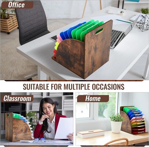 Clipboard Holder Wooden Metal Clipboards Storage Rack with Raised Side Panel Clipboard Organization and Storage for Classroom Office School Teacher, Clip Boards Not Included in Saudi Arabia
