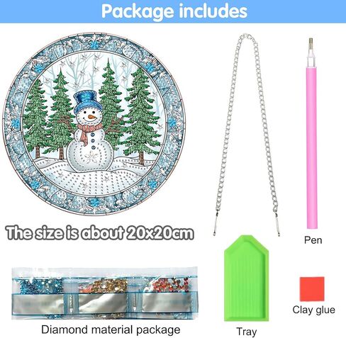 Reofrey Hanging Diamond Art Kits for Adults - 8x8 Inch Christmas Snowman Acrylic Board Double Sided Pattern Crystal Small Diamond Art Suncatcher Pendant, for Home Wall Window Decoration Handmade Gift in Saudi Arabia