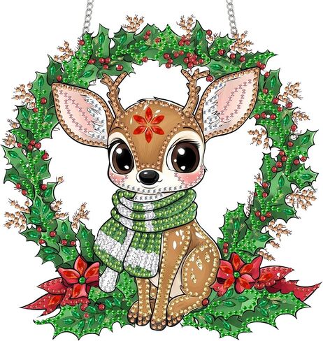 Reofrey Hanging Diamond Art Kits for Adults - 8x8 Inch Christmas Snowman Acrylic Board Double Sided Pattern Crystal Small Diamond Art Suncatcher Pendant, for Home Wall Window Decoration Handmade Gift in Saudi Arabia