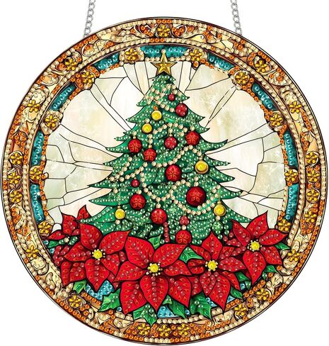 Reofrey Hanging Diamond Art Kits for Adults - 8x8 Inch Christmas Snowman Acrylic Board Double Sided Pattern Crystal Small Diamond Art Suncatcher Pendant, for Home Wall Window Decoration Handmade Gift in Saudi Arabia