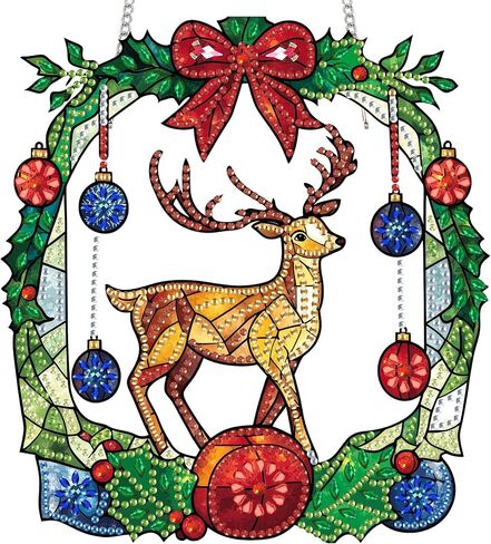 Reofrey Hanging Diamond Art Kits for Adults - 8x8 Inch Christmas Snowman Acrylic Board Double Sided Pattern Crystal Small Diamond Art Suncatcher Pendant, for Home Wall Window Decoration Handmade Gift in Saudi Arabia
