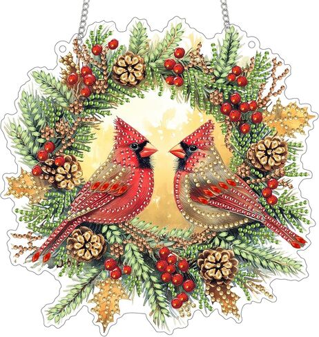 Reofrey Hanging Diamond Art Kits for Adults - 8x8 Inch Christmas Snowman Acrylic Board Double Sided Pattern Crystal Small Diamond Art Suncatcher Pendant, for Home Wall Window Decoration Handmade Gift in Saudi Arabia