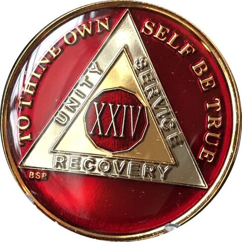 24 Year Mandarin Red Gold & Nickel Tri-Plate AA Medallion Chip in Saudi Arabia