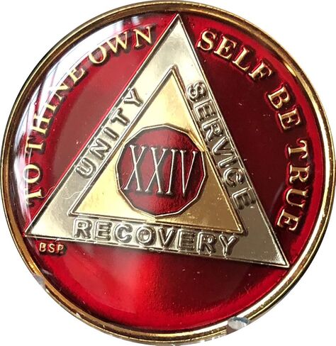24 Year Mandarin Red Gold & Nickel Tri-Plate AA Medallion Chip in Saudi Arabia