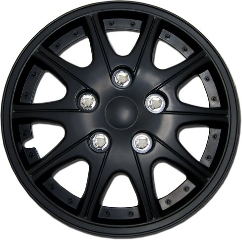 Tuningpros WC-14-1005-B - حزمة من 4 أغطية محورية - أغطية عجلات من النوع الأسود غير اللامع مقاس 14 بوصة (منبثقة) in Saudi Arabia