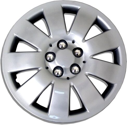 Tuningpros WC1P-15-721-S - Pack of 1 Hubcap (1 Piece) - 15-Inches Style Snap-On (Pop-On) Type Metallic Silver Wheel Covers Hub-caps in Saudi Arabia