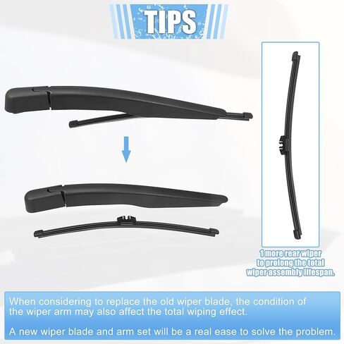 ACROPIX Rear Windshield Wiper Blade Arm Set Back Wiper Assembly Replacement Fit for Ford Explorer 2011-2019 for Ford Escape 2013-2019 - Pack of 3 in Saudi Arabia