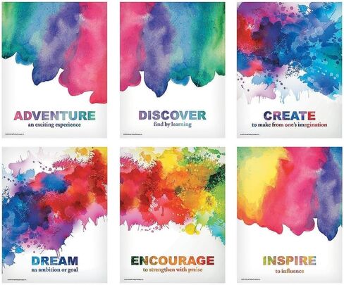 Fun Express Watercolor Posters - 6 Pieces - Educational and Learning Activities for Kids in Saudi Arabia