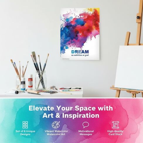 Fun Express Watercolor Posters - 6 Pieces - Educational and Learning Activities for Kids in Saudi Arabia
