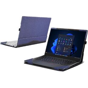 حافظة كمبيوتر محمول WODBBAO لجهاز Lenovo ThinkPad E14 Gen 7 (AMD) كمبيوتر محمول [غير متوافق مع أي طراز آخر]، ThinkPad E14 Gen 7 (Intel) 2 في 1 غطاء جيب داخلي من جلد البولي يوريثان (رمادي داكن) in Kuwait