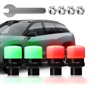 4 Pack 35PSI Flashing LED Tire Pressure Monitoring Valve Caps, Schrader Valve Fit, 1-Year Battery, Anti-Theft Lock, Aluminum Alloy – Universal for Car, SUV, Motorcycle, E-Bike (Black) in Saudi Arabia