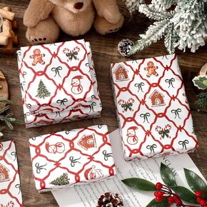JarThenaAMCS Christmas Bow Wrapping Paper 6 Jumbo Sheets 27.6 x 39.4 Inch - Not Roll - Gingerbread Santa Candy Cane Gift Wrap Paper Folded Flat for DIY Crafts Xmas Winter Holiday Party in Saudi Arabia