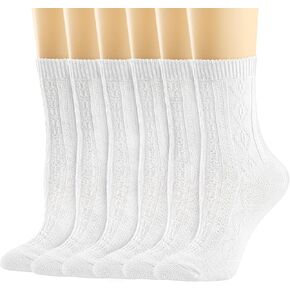 Mcool Mary Women's Crew Socks, Breathable Thin Cotton Cute Scalloped Edges Frilly Ankle Socks for Women 6 Pairs in Kuwait