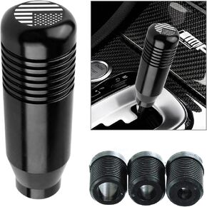 Shifter Knob, Weighted Anti-slip Stripes Comfort Grip, American Flag Decoration Alloy Rust-proof Gear Lever with 8 mm 10 mm 12 mm Adapter, for Most Manual Cars Trucks Accessories (Black) in Kuwait
