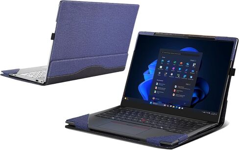 حافظة كمبيوتر محمول WODBBAO لجهاز Lenovo ThinkPad E14 Gen 7 (AMD) كمبيوتر محمول [غير متوافق مع أي طراز آخر]، ThinkPad E14 Gen 7 (Intel) 2 في 1 غطاء جيب داخلي من جلد البولي يوريثان (رمادي داكن) in Kuwait