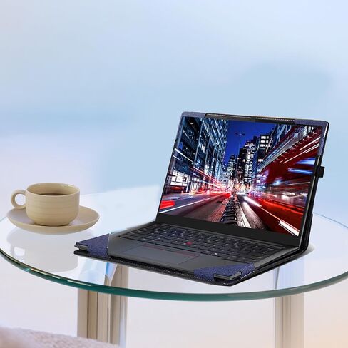 حافظة كمبيوتر محمول WODBBAO لجهاز Lenovo ThinkPad E14 Gen 7 (AMD) كمبيوتر محمول [غير متوافق مع أي طراز آخر]، ThinkPad E14 Gen 7 (Intel) 2 في 1 غطاء جيب داخلي من جلد البولي يوريثان (رمادي داكن) in Kuwait